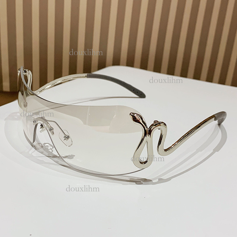2026 Luxury Brand Designer Fashion Accessories Vintage One-piece Snake Sunglasses For Women Millennium Ins High-end Internet Celebrity UV Protection S