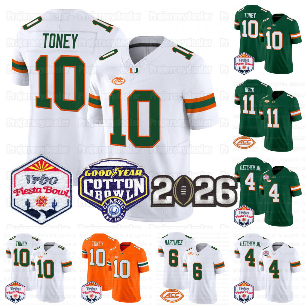10 Malachi Toney Hurricanes 2026 College Football National Championship Jerseys Carson Beck Mark Fletcher Jr. Mohamed Toure Fitzgerald Williams Lyle Reed Miamis