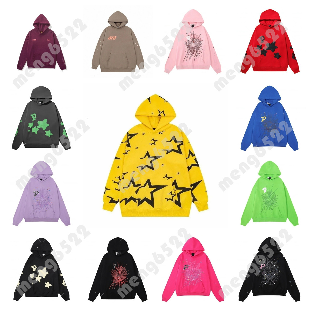 Designer Spider Mens Hoodies web Hoodie Young Thug Sweatshirt Hip Hop Sports Pants womens Foam Letter Printing Sweatpants Puff Printed y2k hoodies A11 meng6522