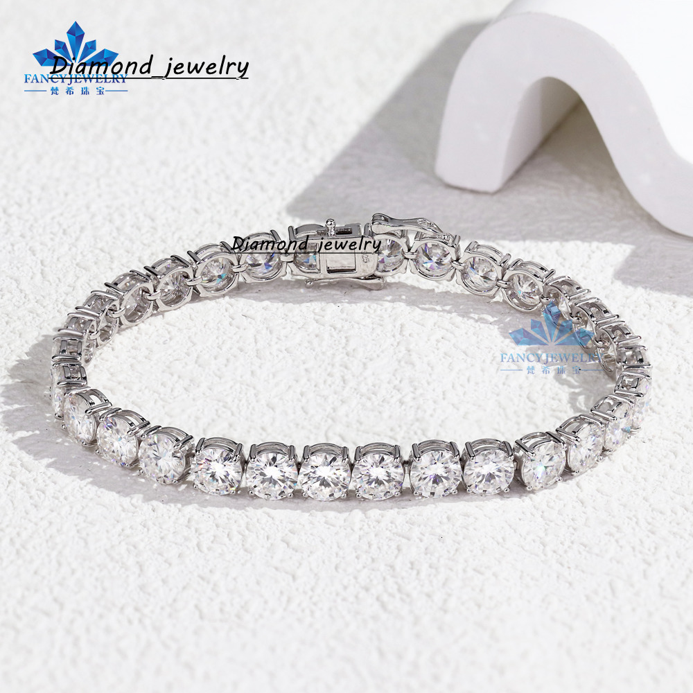 925 Silver Moissanite Tennis Bracelet D VVS Iced Out Moissanite Diamond Bracelet Gold Plated 2 -65mm Moissanite Tennis Chain
