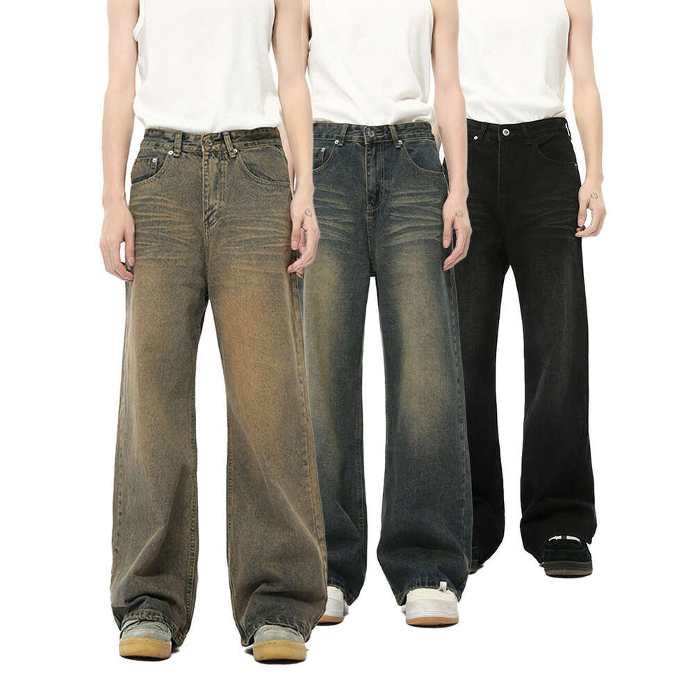 Men's clothing | Autumn new arrivals - American vibe style distressed vintage straight-leg loose jeans Z260109