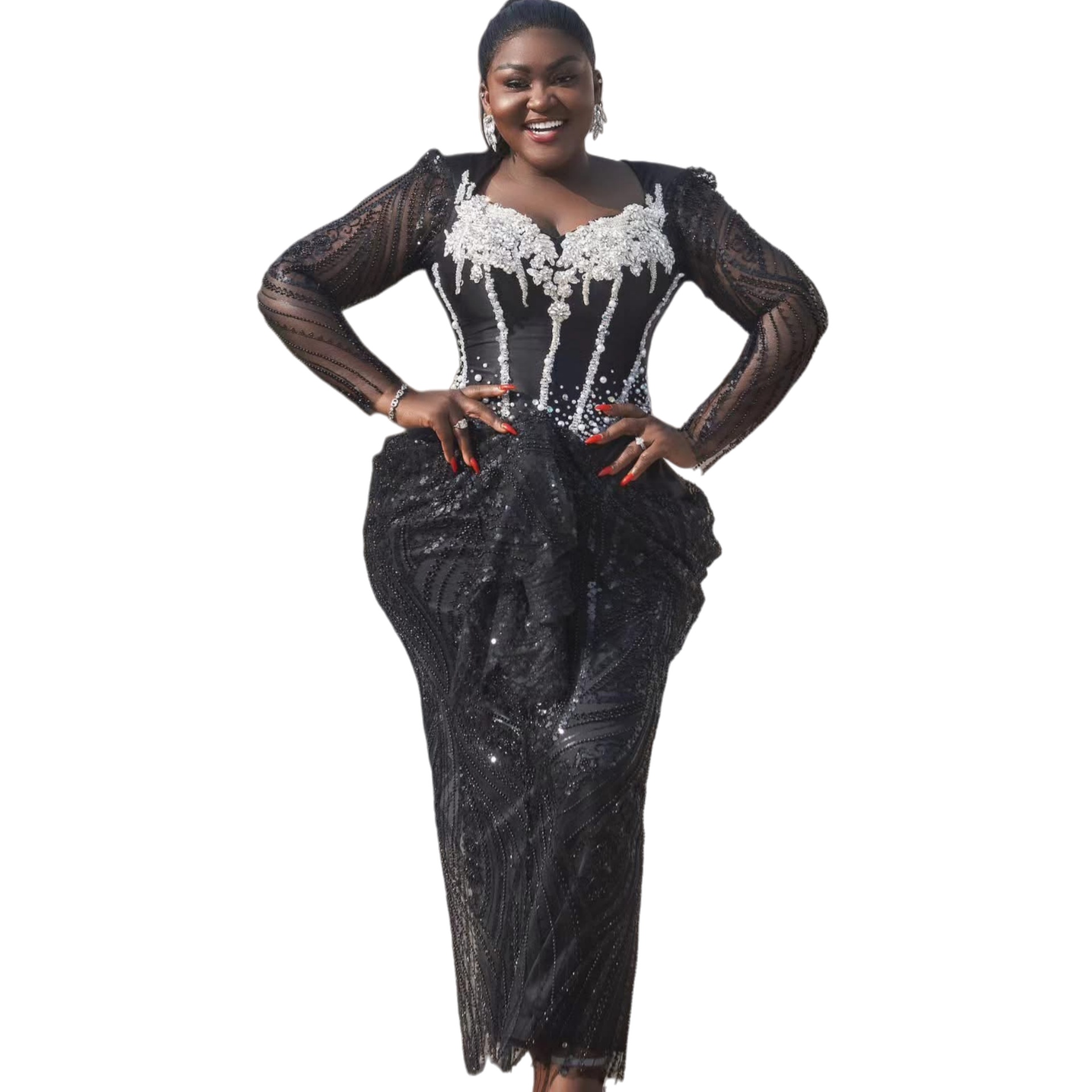 2026 Aso Ebi Black Sheath Prom Dresses Pearls Crystals Ankle Length Evening Formal Party Second Birthday Engagement Reception Gowns Dress For Special 