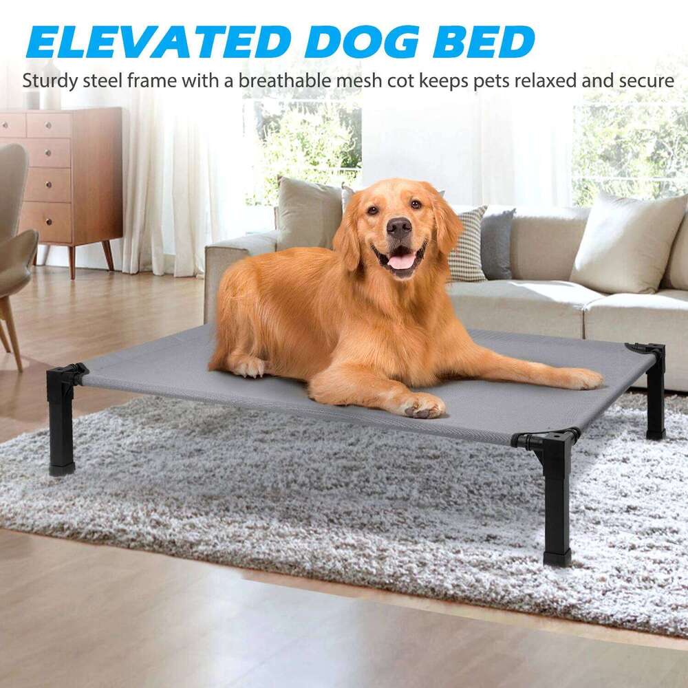 Elevated Bed, Cooling Raised Pet with Chew Proof Washable Breathable Mesh and Metal Frame, Portable Dog Cot Bed 26N0109