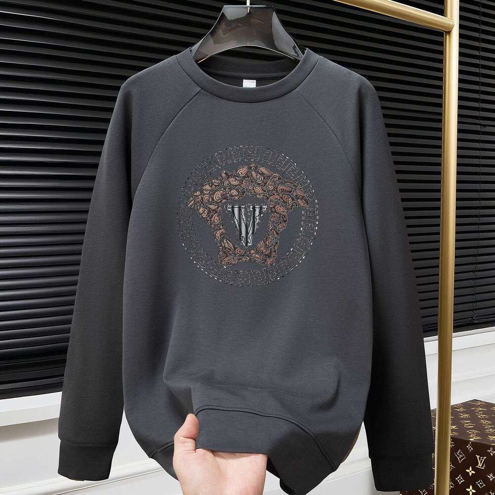 Men's High-End Light Luxury Rhinestone Sweatshirt 2025 Autumn New Trendy Fashion Versatile Long Sleeve