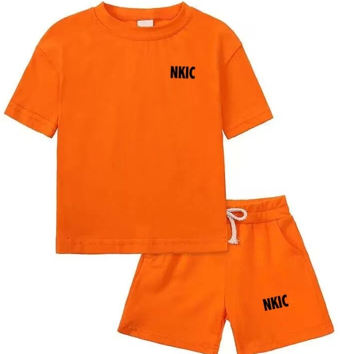 2 Pcs Boys Girls Brand Clothes Summer Baby letter printed Outfit Sets Sport T-Shirt And Shorts Set Kids Children Casual Fashion Suit