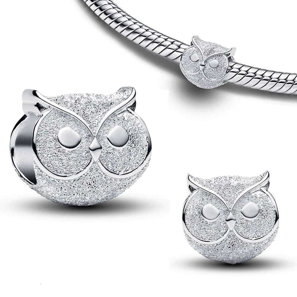 New 925 Sterling Silver Golden Round Charms Moon Snake Heart Butterfly Owl Beads Bracelets Necklaces Womens DIY Jewelry Gift