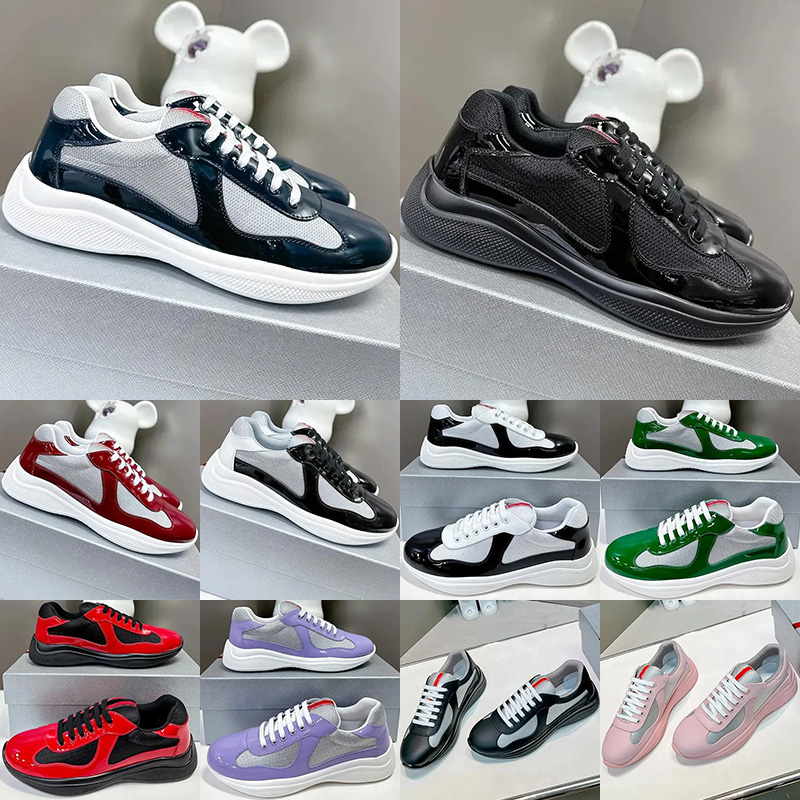 Free shipping designer dress cups causal shoes for men women luxury America Cup sneakers classic plat patent leather running shoes 36-45
