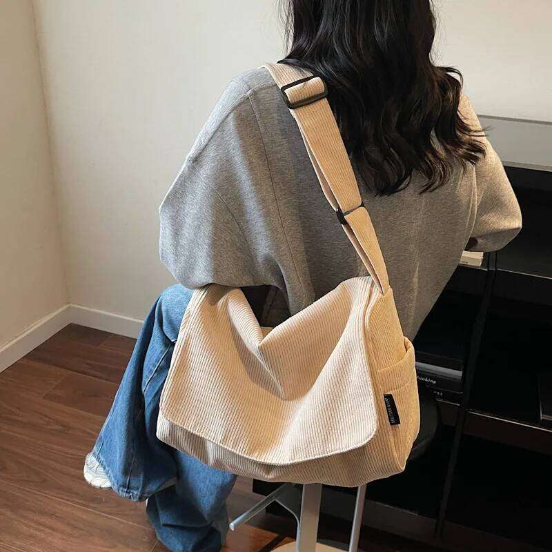 Trendy Corduroy Crossbody Women Fashion Large Capacity Shoulder for Travel Texture Simple and Versatile Commuting Bag XJ260109