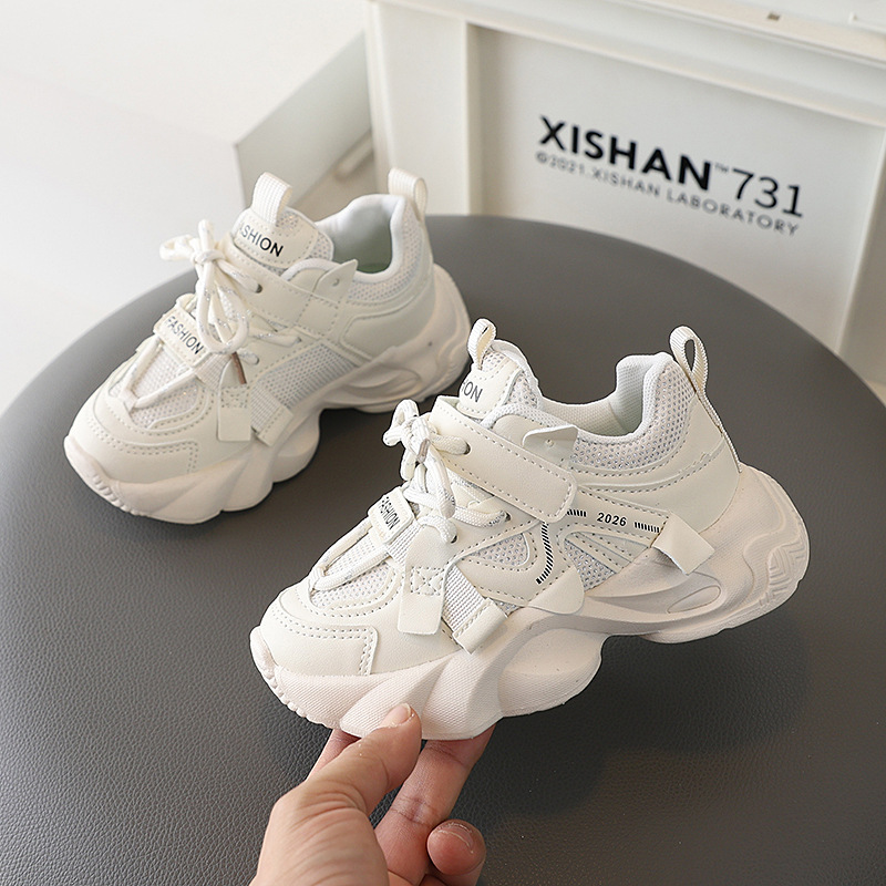 baby shoes White and pink childrens leisure shoes air mesh breathable fashion school running shoes new soft