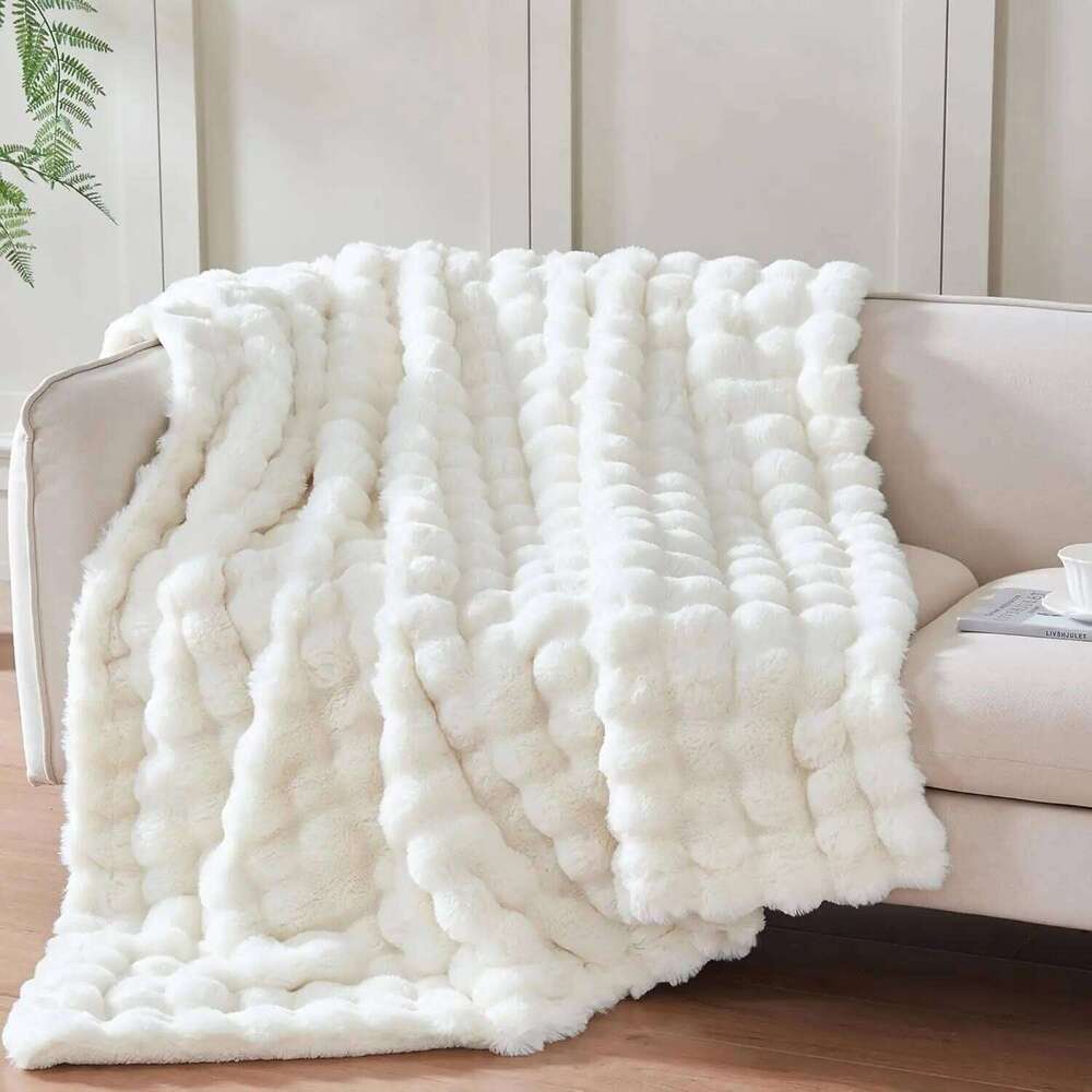 Cozy Faux Rabbit Fleece Blanket | Throw for Bedroom, Guest Living Room, Student Dormito For all season X260109 - view 5