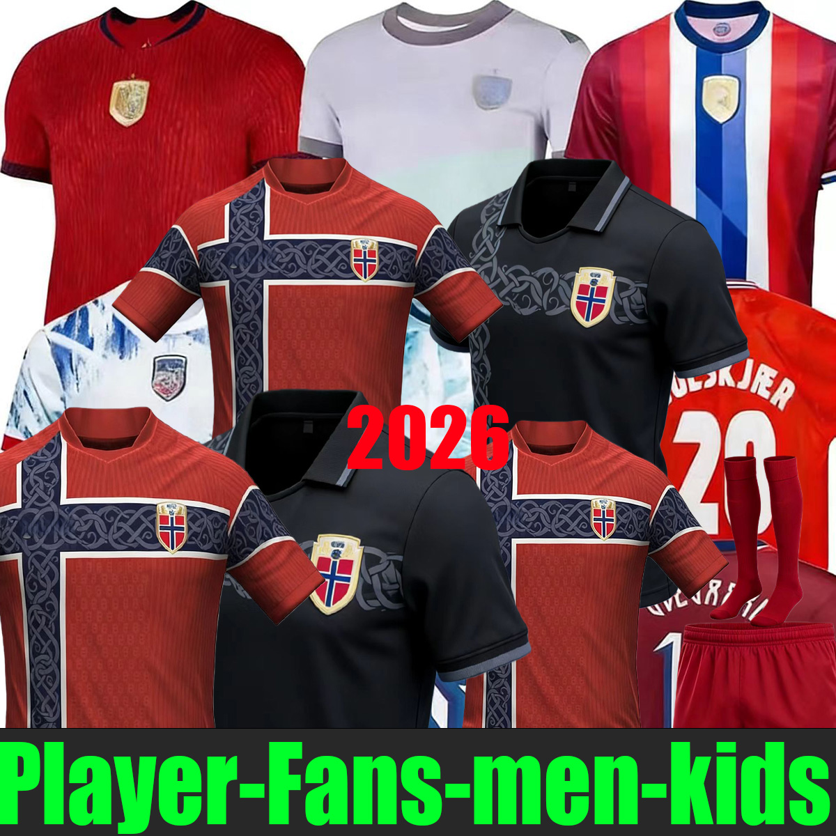 2026 Norway World Cup Home Soccer Jerseys HAALAND STRAND Sorloth Odegaard BERG NUSA 25 26 National Team 24 27 Lifestyle Away Player Football Shirt Men Kids Kit 888