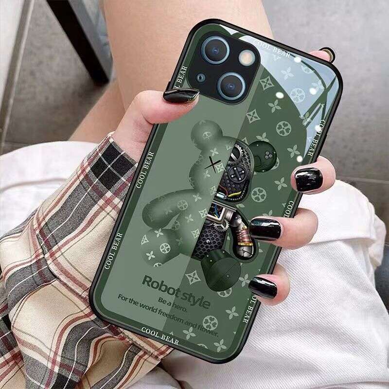 Phone case For iPhone 17 pro max Compatible with Apple 14 Phone Case 13 New iPhone 17 Plush Bear 16 Pro Couple 12 Glass 15 Cartoon Trendy