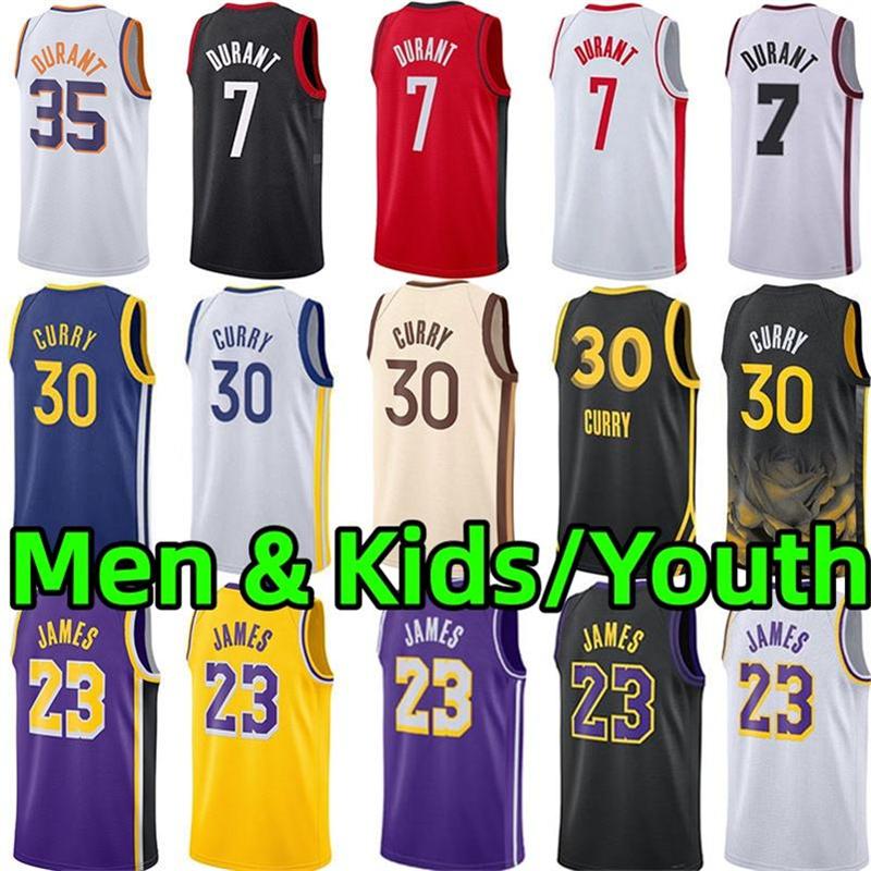 Stephenn 30 Curry Basketball Jerseys Men Youth Kids Jersey 7 Kevinn Durant 23 James City Jersey Wear edition adult children