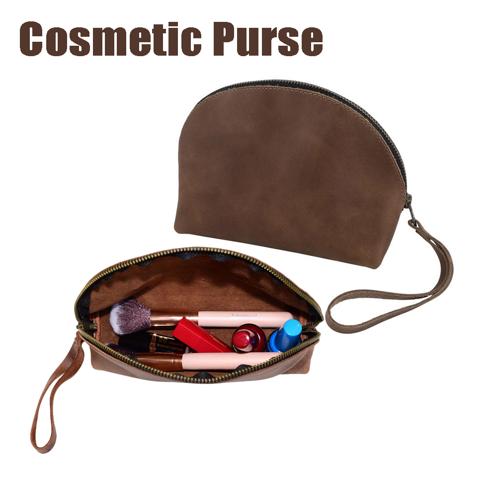 256M53 Women's Minimalist Coin New Cosmetic Purse Zipper Wallets Genuine Leather Mini Pouch Cowhide Soft Small Bag Storage Holders