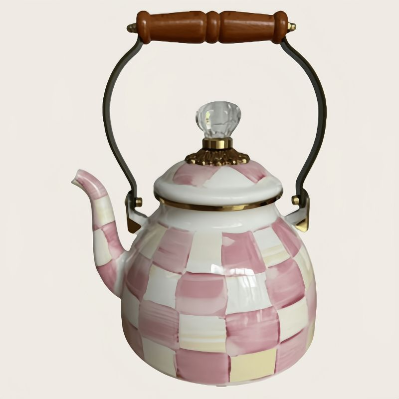 Plates XMSJ-Enamel Butter Box Cute Lidded Enamel Dish Black-and-White Courtly Check