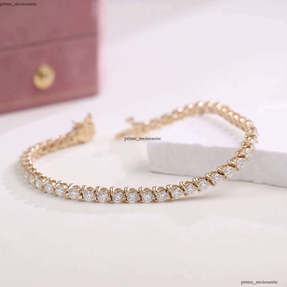 Luxurious 18k Solid Real Gold with CVD VVS Moissanite IGI Certified Tennis Bracelet Shiny Jewelry Women's Gift 6c