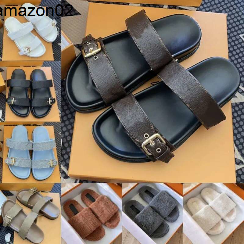 louisly vuittonly Luxury Slide Designer Fashion Summer With Two Strap Women Platform Sandals Women Wool Wa lv lvs louievuitton luis vitons viitton vuittonshoe 3FN0