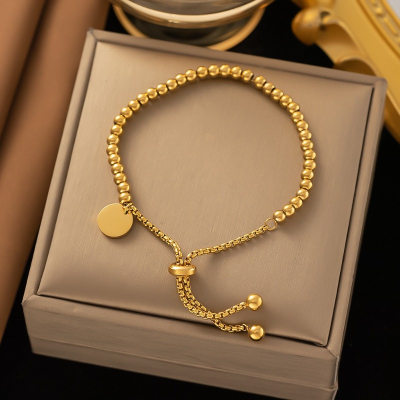 New Jewelry Love Ins18K Gold Stainless Steel Hanging Tag Round Bead Bracelet for Girls Boutique Gift