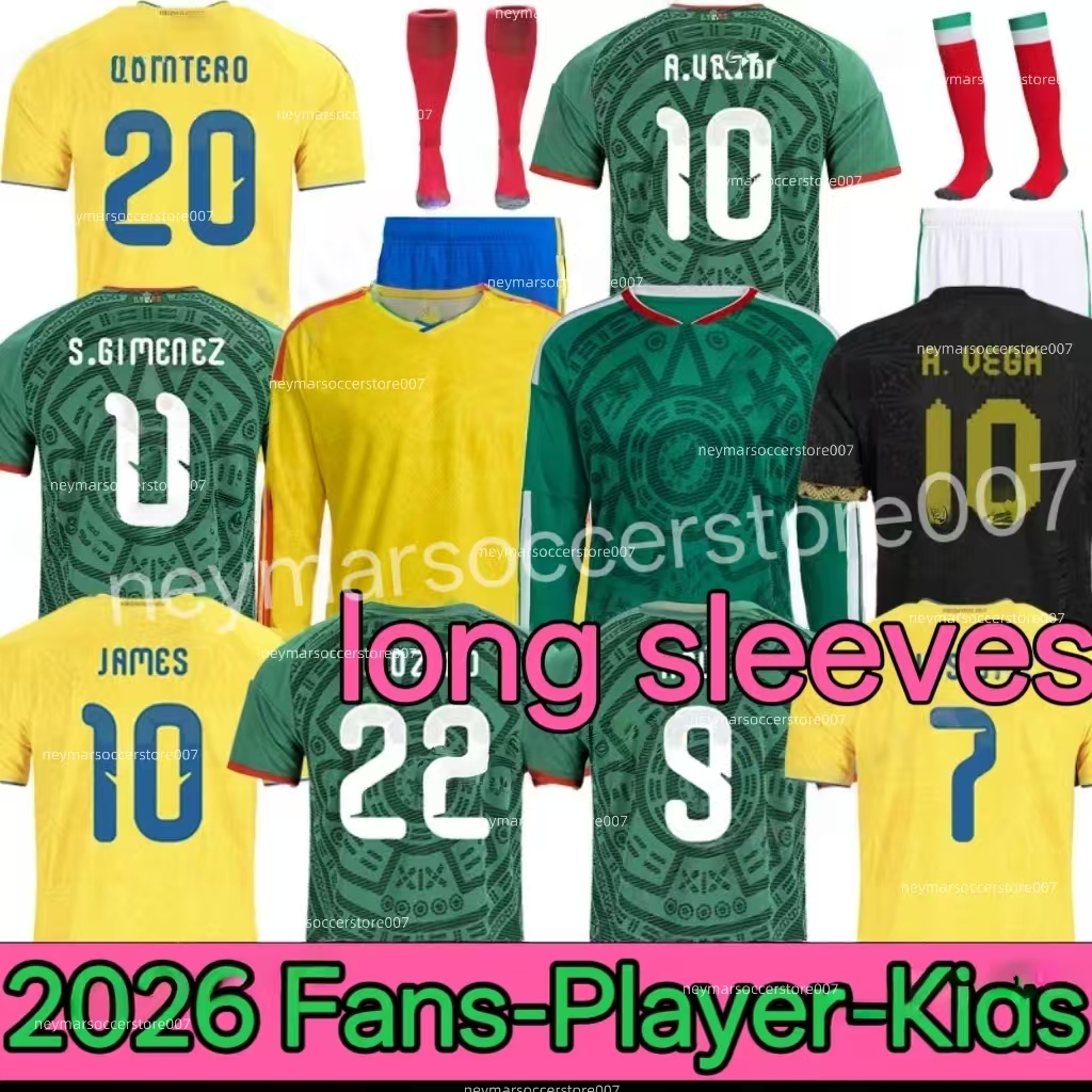 Mexico Jersey Soccer Jersey 26 27 Home Away RAULCHICHARITO LOZANO DOS SANTOS Club Football Shirt Kids Kit H.LOZANO Men Sets Uniforms Fans Player Version