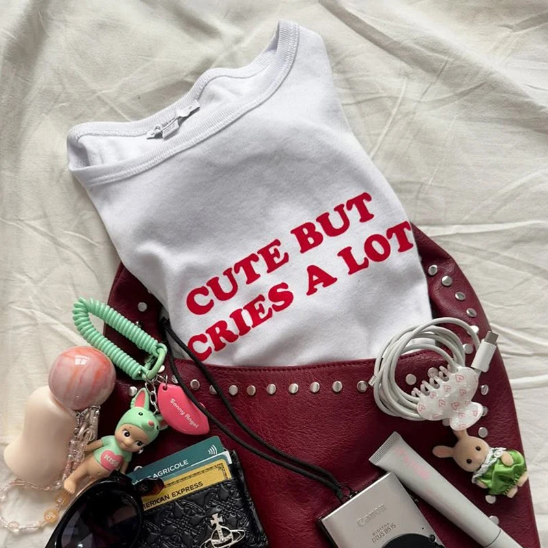 Gothic Y2k Style Letter Print T-Shirt Womens Corset Tank Tops Baby Tee 90s Grunge Crop Top Punk Aesthetic Vintage Emo Girls 260108