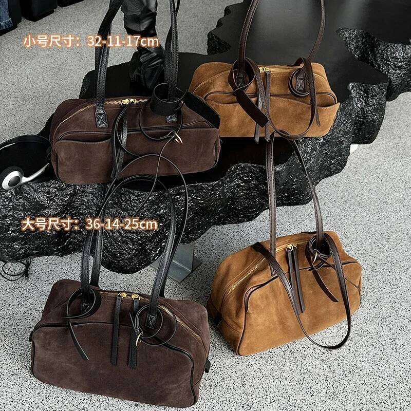 Luxury shoulder bag handbag Hobo autumn and winter women's genuine leather suede leather commuting cowhide large capacity trendy velvet SENYY