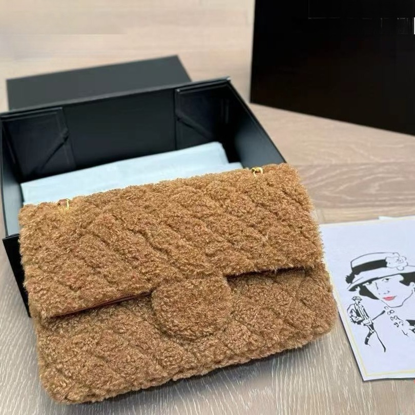 2026 New Designer Bag High-Quality Wool Quilted Chain Shoulder Bag Casual Fashion Handbag Lightweight Luxury Women's Crossbody Small Square Bag 10A