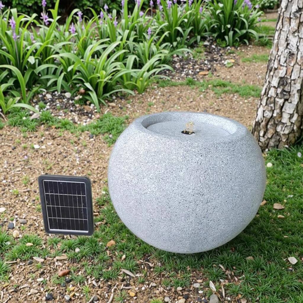 Modern Concise Ball Water Fountain Solar Led Lights Outdoor Home Garden Decoration