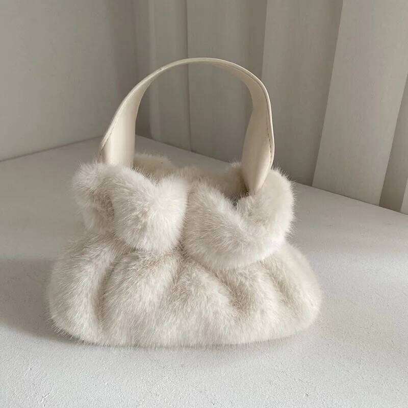 Artificiar Natural 2024 Luxury New Design Faux Tote Soft Girl Warm Bag Fluffy High Quality Fur Purse XJ260109