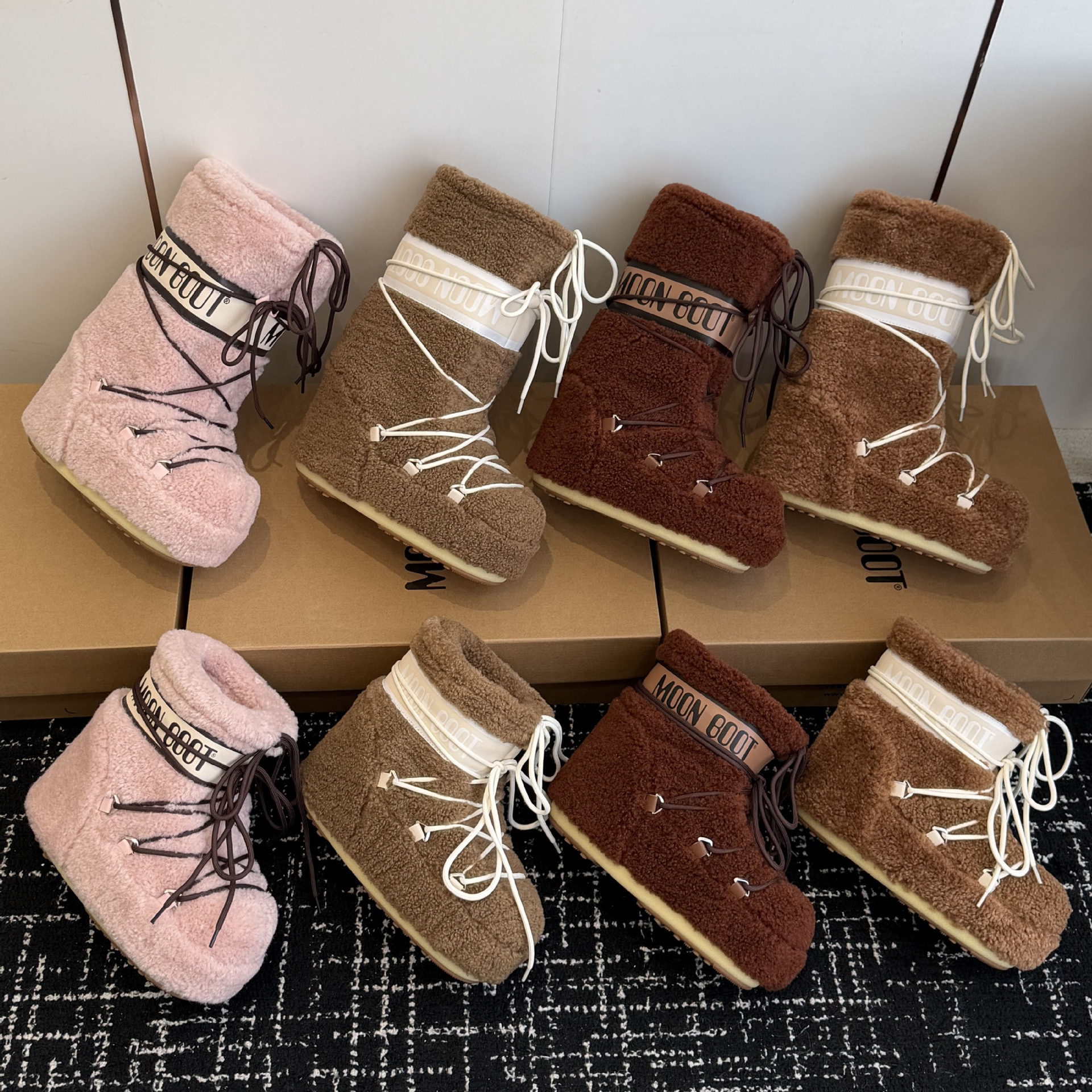 Designer's new moon boots warm snow boots women's height increasing moon boots ugly cute boots ski boots furry short boots