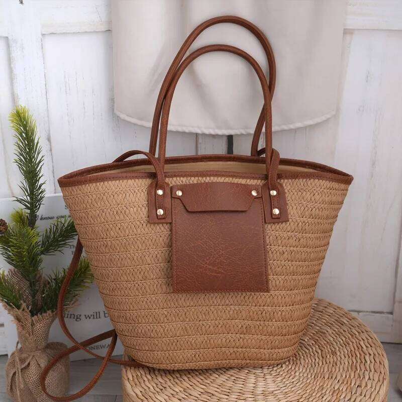 Fashionable New Large Capacity Shoulder Bag, Handwoven Vacation Style Casual Women's Versatile Handbag XJ260109