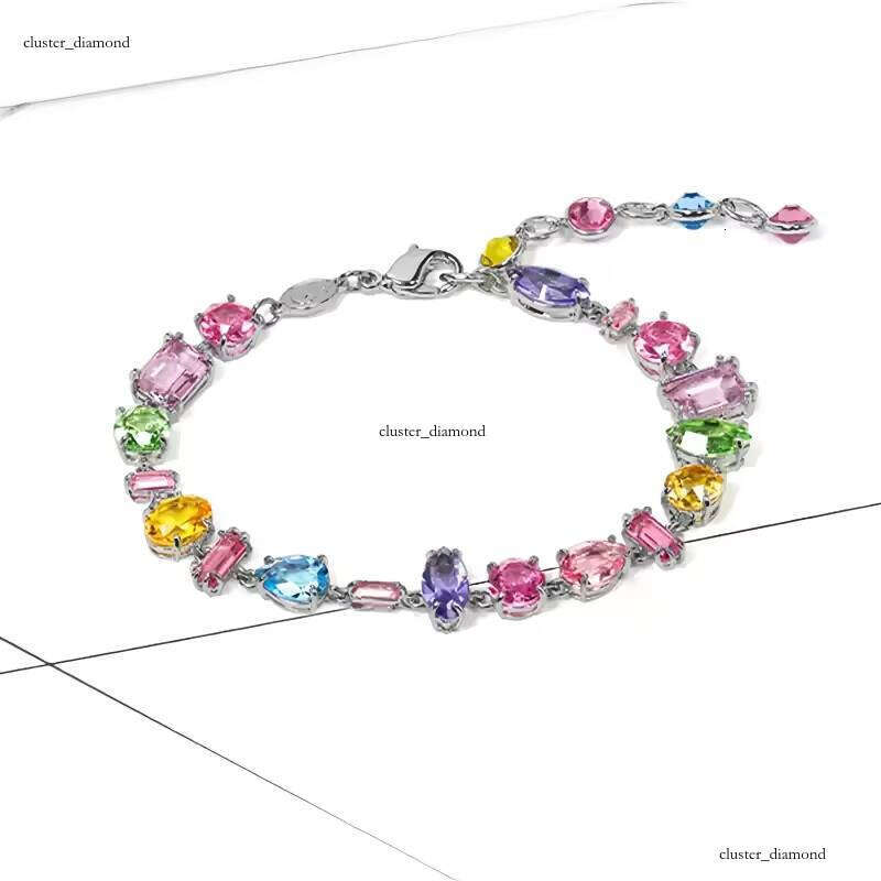 VVS Moissanite High-end women's crystal necklace and bracelet features a unique design, complemented by dopamine contrasting candy accessories