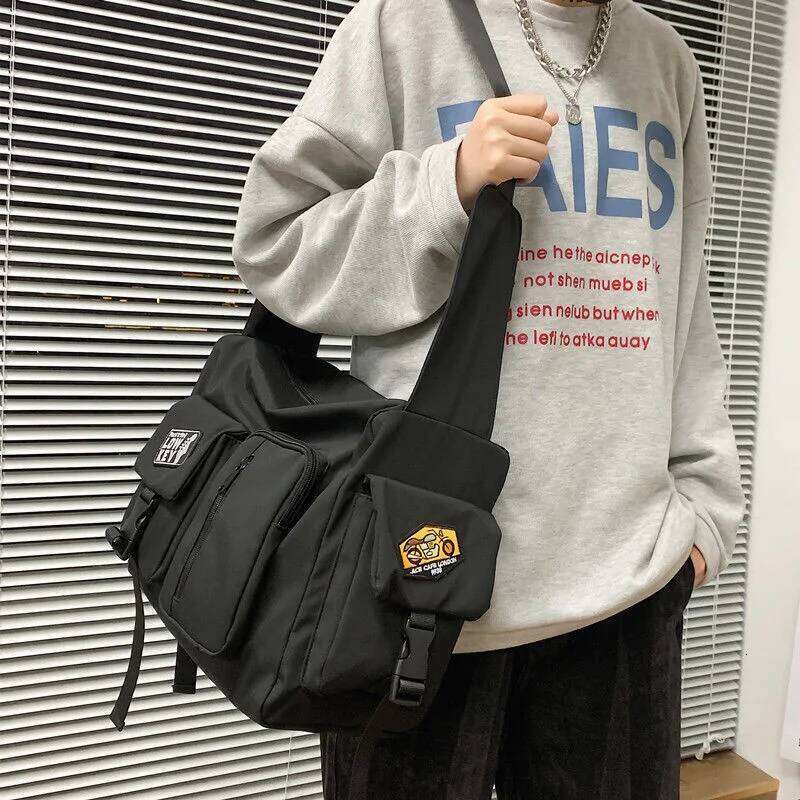 Shopper Nylon Shoulder Gothic Black Crossbody Messenger Tote Bags For Men Women's Hip Hop Techwear Satchel Waist Goth Postman XJ260109