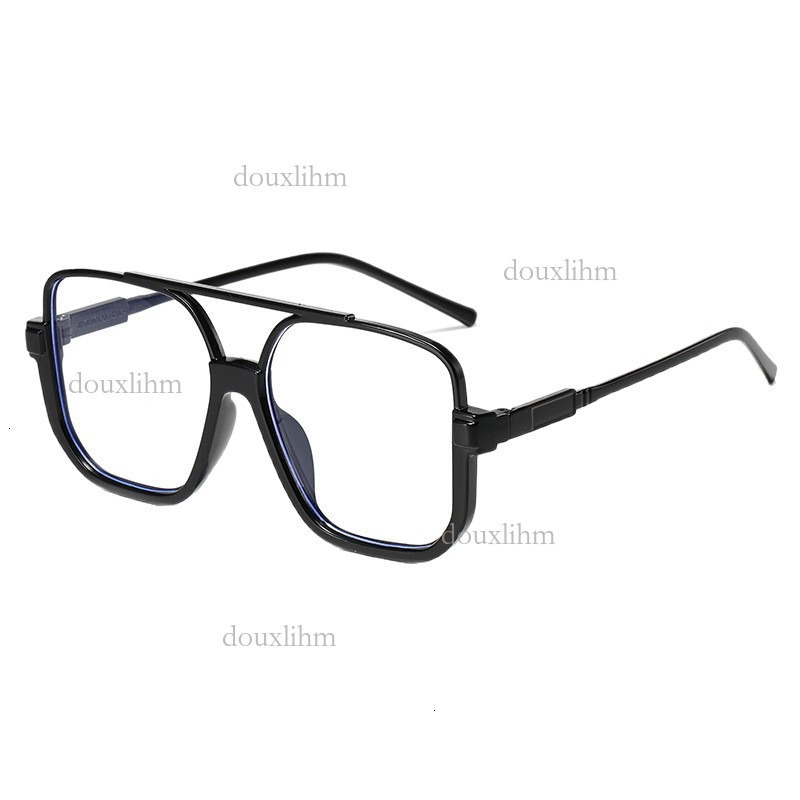 Luxury Brand Designer Fashion Accessories New Style No Makeup Double Bridge Large Frame Anti-blue Light Retro Sunglasses Half Frame Square Women