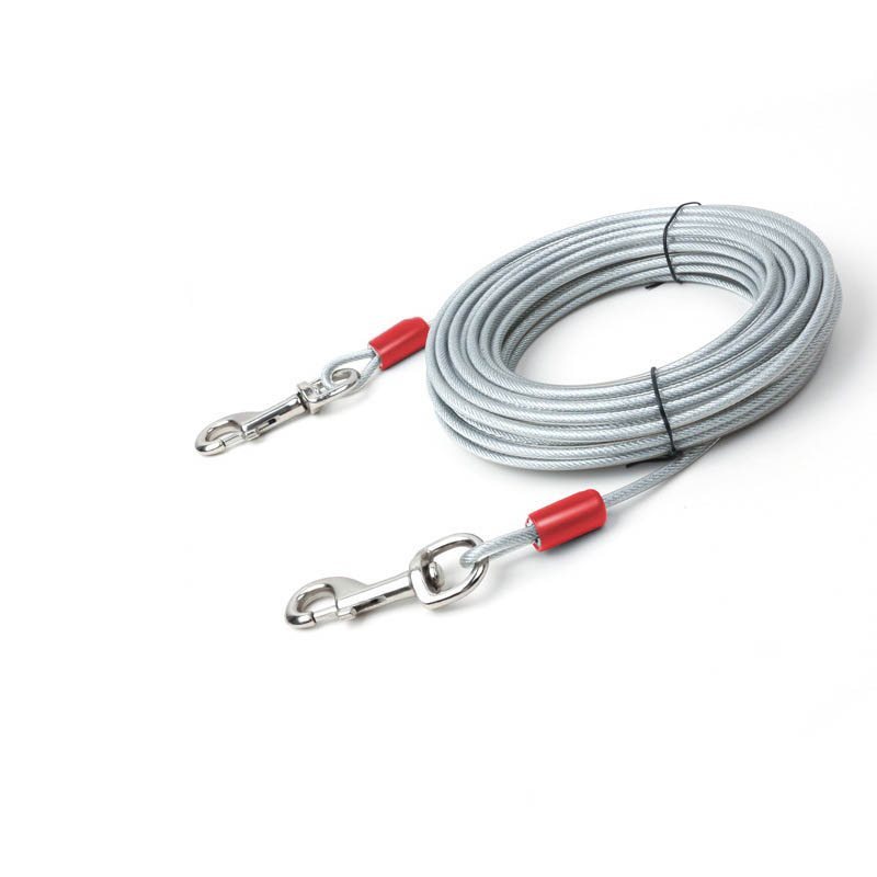 Red Durable Dog Leash - Heavy Duty Cable Dog Lead with Double Metal Clips, Strong Pet Walking Leash for Medium/Large Dogs