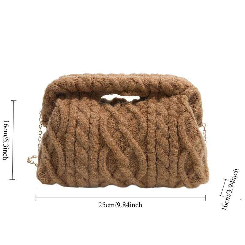 Women Crochet Crossbody Winter Knitted Textured Casual Shoulder Handle Futuristic Yet Versatile Design Chain Strap Bag XJ260109