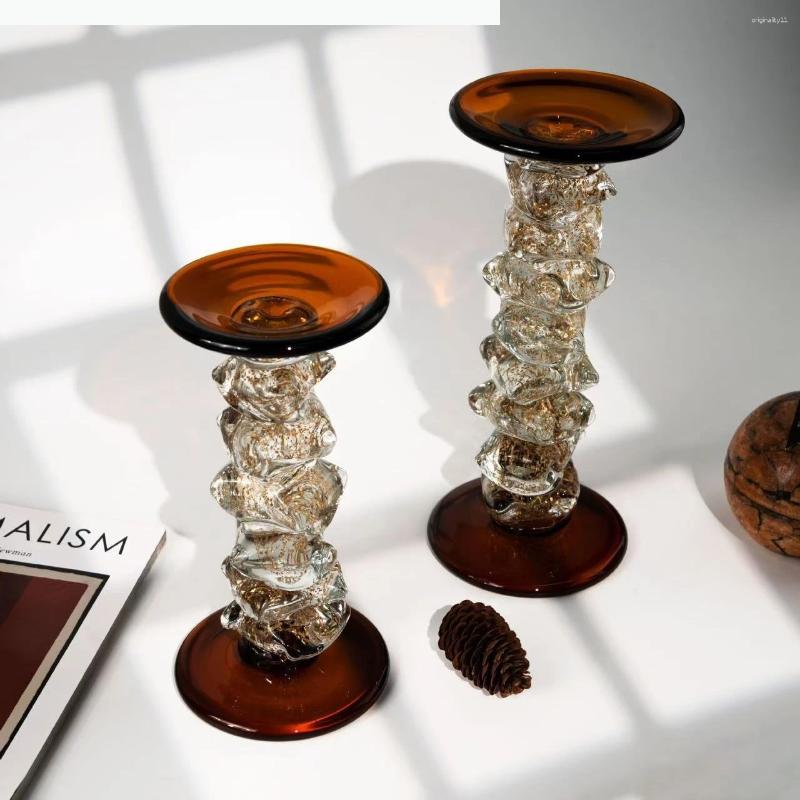Candle Holders Glass Irregular Transparent Splicing Candelabrum Candlestick Wedding Table Home Decoration Accessories XJ260305