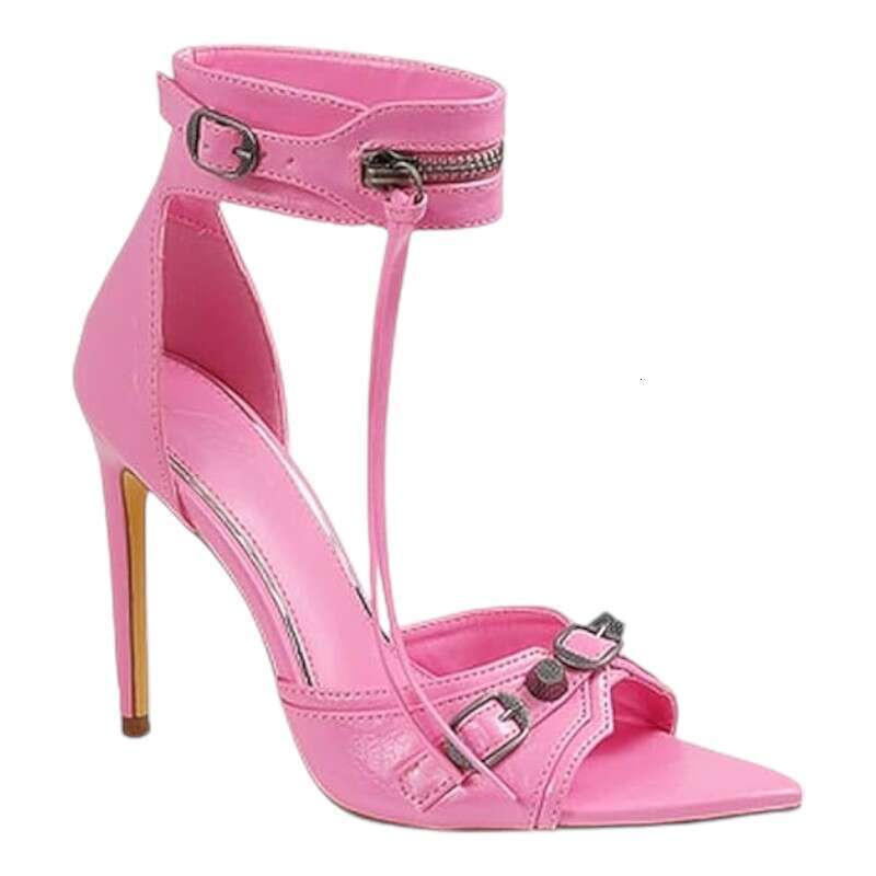 2026 Colour Black Woman Ankle Strap Sandals Leather Cross-Tied High Heels Shoes Sexy Lace Up Party Pumps shoe