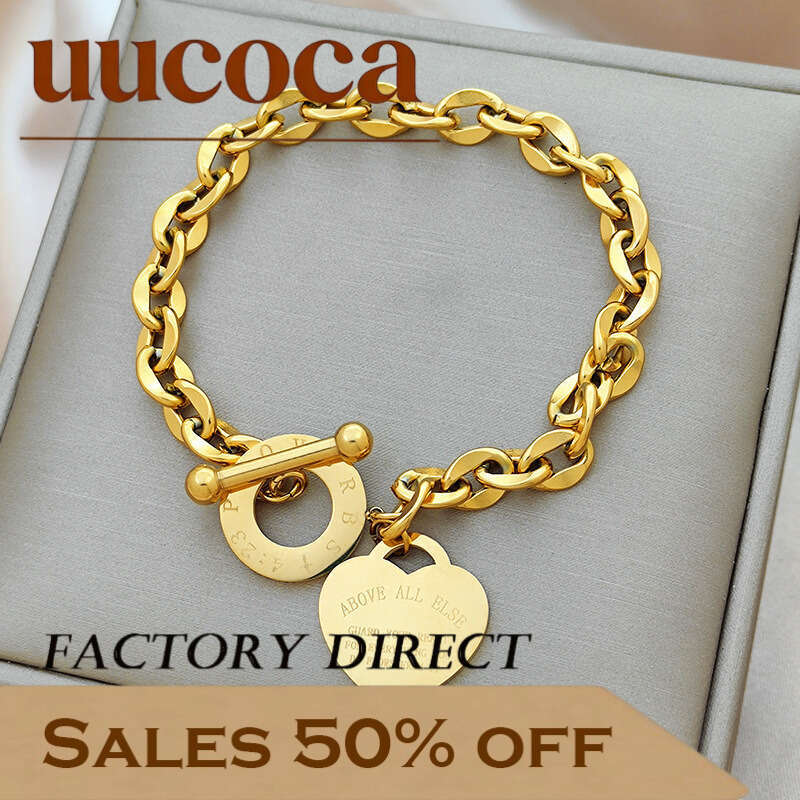 Bracelet Unisex INS Heart Stainless Steel Titanium Steel OT Buckle Personality Versatile Trendy Daily Wear Party Hand Accessories Factory Wholesale
