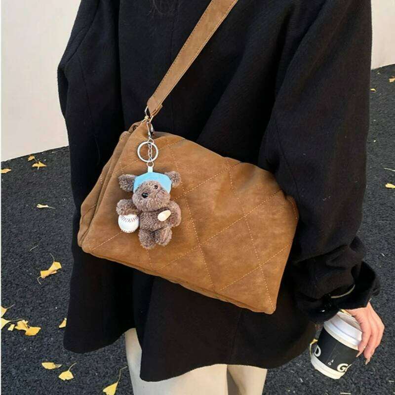 New Check Simple Crossbody Small Niche Texture Commuter Large Capacity Student Class Casual Diamond Bag XJ260109