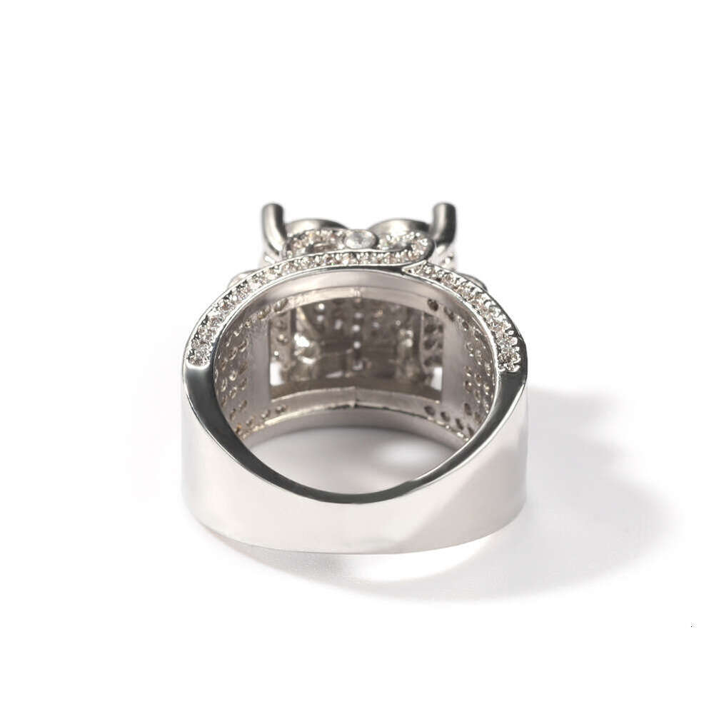 European And American Hip-Hop Style Micro-Paved Zircon Heart Heavy Craft Design Full Diamond Retro Ring Trendy New Jewelry - view 6
