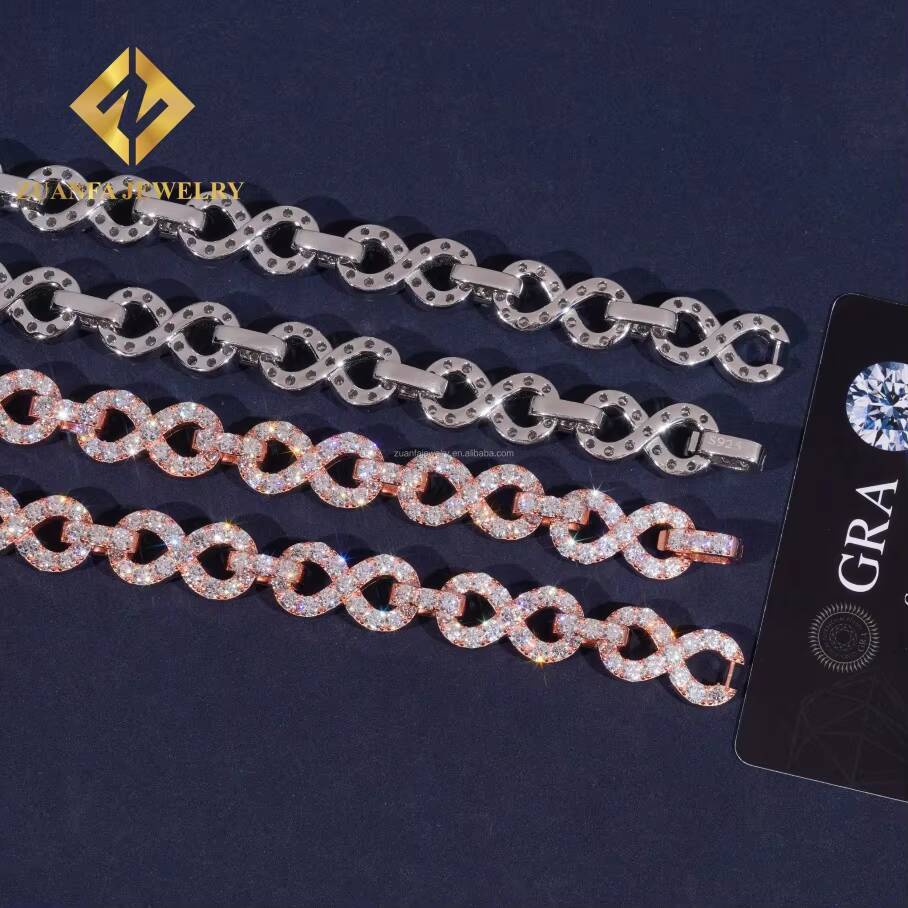 Customized Personalized 13mm Rapper Iced Out Man Hip Hop Jewelry Pass Diamond Tester Moissanite Infinity Cuban Link Chain