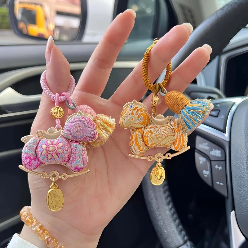 2026 Style Fortune Horse Song Brocade Pendant Cute Keychain Year Bag Charm Festival Gift Mascot 260107