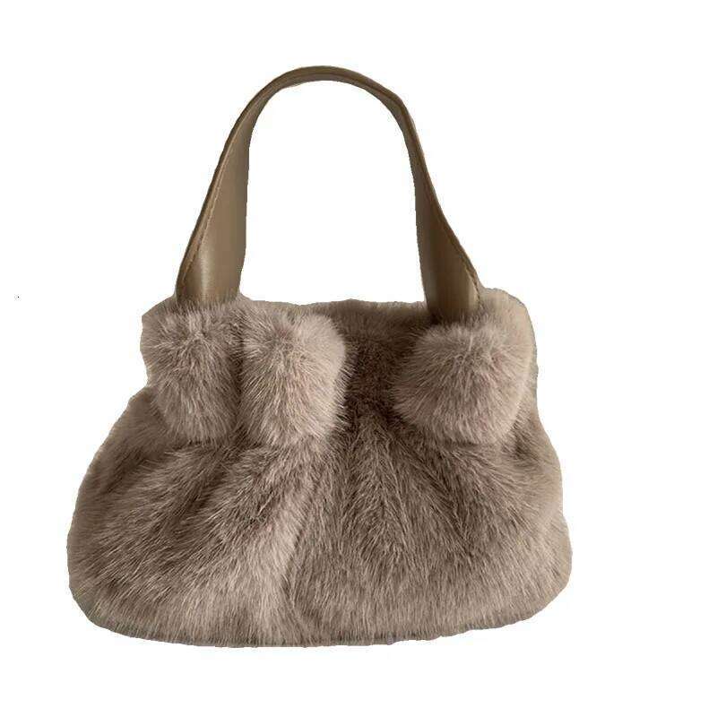 Artificiar Natural 2024 Luxury New Design Faux Tote Soft Girl Warm Bag Fluffy High Quality Fur Purse XJ260109