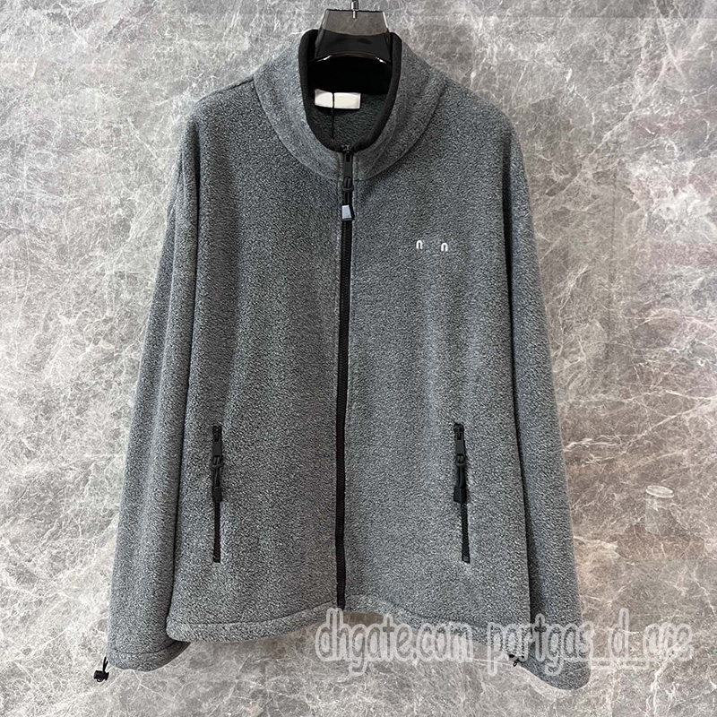 Designer Women Hooded Fleece Jacket Luxury Embroidered Letter Zipper Up Gray Coat Brand Autumn Spring Sporty Causal Daily Outerwear Hoodie