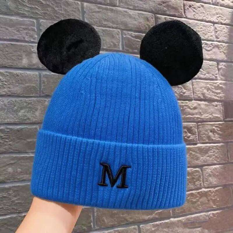 Disney Disney Mickey Mouse Fashion Cartoon M-Mark Ears Knitted Hat Men Women Must Have Autumn Winter Couple Christmas Halloween Gifts XJ260109
