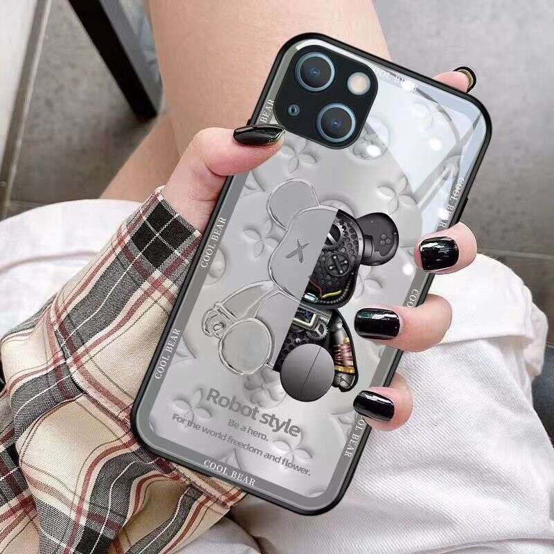 Phone case For iPhone 17 pro max Compatible with Apple 14 Phone Case 13 New iPhone 17 Plush Bear 16 Pro Couple 12 Glass 15 Cartoon Trendy