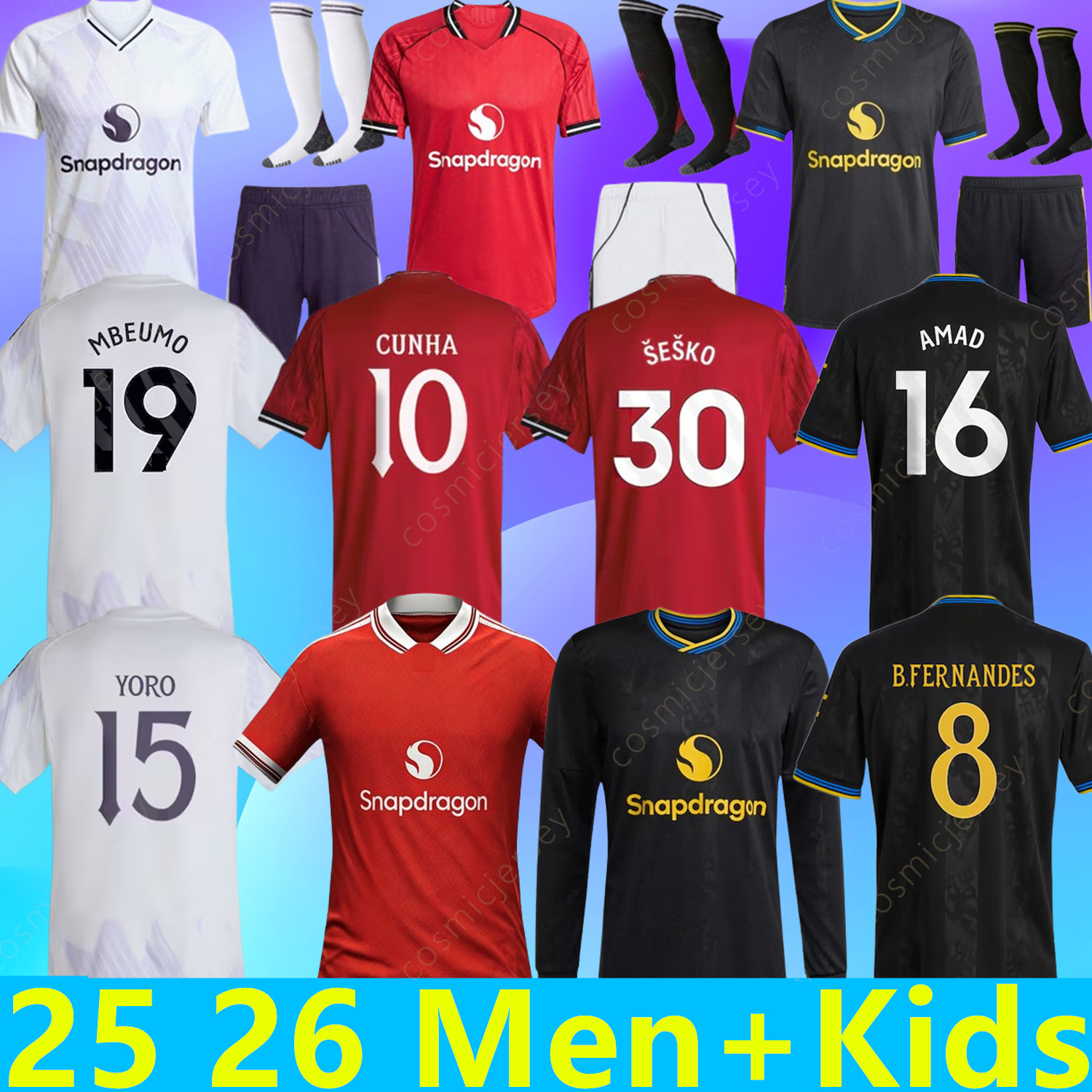 25 26 27 MAN CUNHA Soccer Jersey AMAD SESKO MAINOO ZIRKZEE YORO AMAD unted football shirt MARTINEZ B.FERNANDES MAINOO player fan MBEUMO Kids Child kit Long short jersey