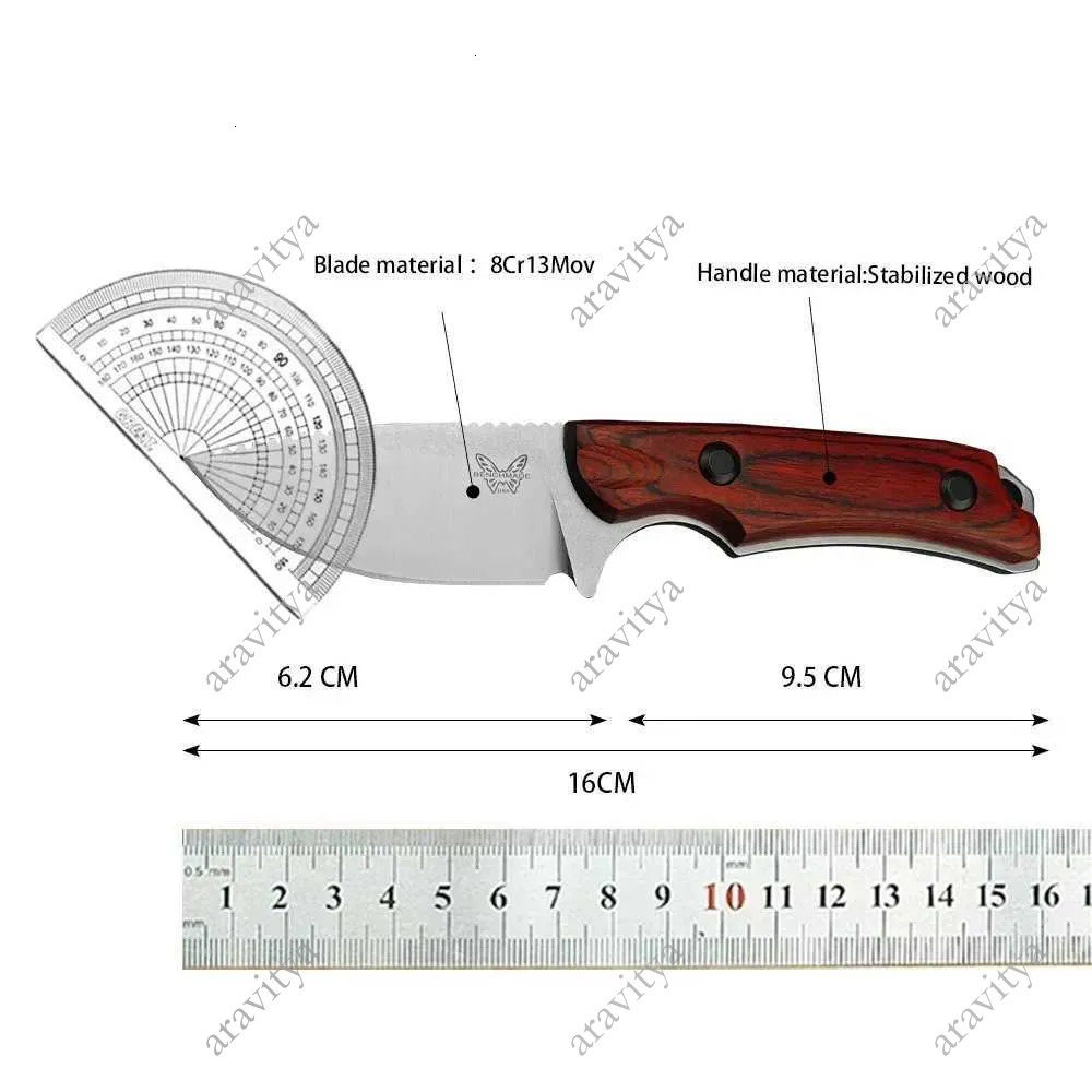 Portable BM 15002 15017 High Hardness Hunting Fixed Blade Knife S30V Steel Wooden Handle Outdoor Knives Tactical Survival ToolXJ250510