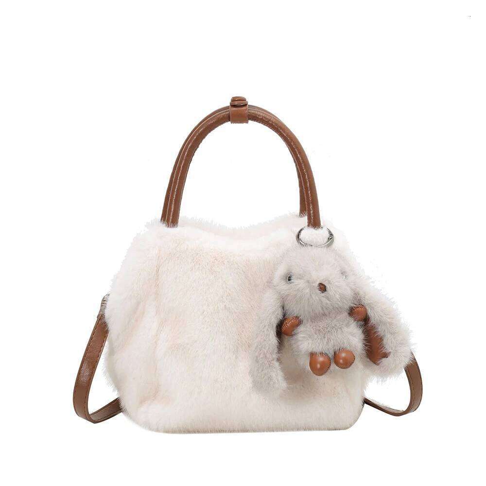 Adorable Plush Crossbody Bag Solid Color Purse Large Capacity Shoulder Tote Niche Style Creative Design Pack Women Daily Bags XJ260109