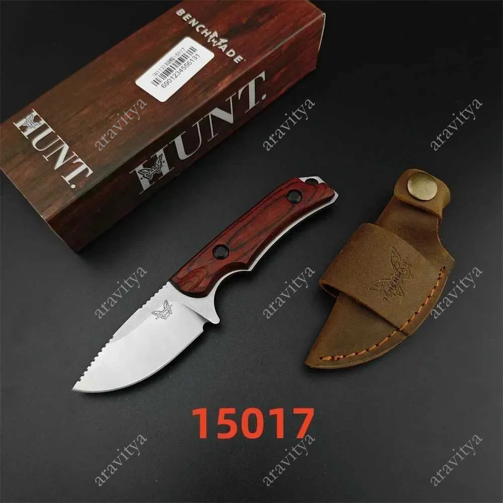 Portable BM 15002 15017 High Hardness Hunting Fixed Blade Knife S30V Steel Wooden Handle Outdoor Knives Tactical Survival ToolXJ250510